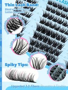 EIMNY 180PPCS Natural Lash Clusters Kit Wispy 10-12MM Short Eyelash Clusters Wispy Lashes Clusters With Black Band C-Curly Cluster Eyelash Extensions DIY Lash Extensions At Home - View 6