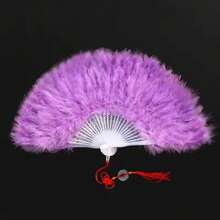 1pc 20s Vintage Folding Feather Fan, Suitable For Costumes, Dance Performances, Tea Parties, Weddings, And Decorations - Multicolor - View 4