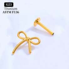 SENLANSP 1pc High Quality G23 Titanium Alloy Bow Internal Threaded Cartilage Helix Lobe Ear Stud/Lip Stud/Nose Stud - Suitable For Women's Fashion Piercing Jewelry - Perfect For Date Party Holiday Gift - 1pc - View 6