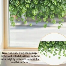 1/2件裝可重複使用熱帶龜背竹與檸檬藤窗貼，雙面可見PVC靜電吸附玻璃貼紙，適合裝飾客廳、廚房、浴室與辦公室 - 窗貼 - 查看 6