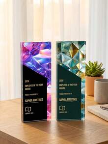 1pc Custom Logo And Text Trophy Award,Top Performer And Trophy Award,Million Dollar Club Recognition Plaque - Multicolor - View 5