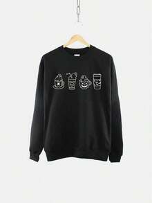 Halloween Coffee Sweatshirt: Pumpkin Spice Season Sweater - 黑色 - 查看 2
