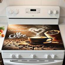 1pc Coffee Pattern, 2D Printed Flat Stove Protector Mat, Rubber Non-Slip Heat-Resistant Stove Cover Pad, Suitable For Induction Cooktop, Glass Stove, Multi-Functional Anti-Scratch Mat, Best Choice For Oven, Washing Machine, Dryer, Kitchen Decor - Multicolor - View 16