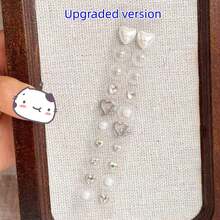 1 Set Of 20 Korean-Style Heart & Pearl Shaped Acupressure Ear Stickers, Decorative Ear Studs With Colorful Rhinestones, Breathable & Durable Acupoint Stimulation Relaxation Device, Easy To Use, No Piercing Required, Christmas Party Gift - Korean Style - View 18