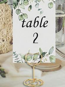 5/10/20 Pieces Gold Table Number Card Holders, Heart-Shaped Table Number Photo Frames, Table Card Stands, Paper Menu Clips, Green Watercolor Style Table Cards, Perfect For Wedding And Party Seating Arrangements, Foldable And Convenient. - Multicolor - View 6