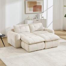 Sofa Beige Made Of Chenille For Living Room - 米色雙座 - 查看 3