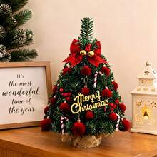 Desktop Christmas Tree, Mini Holiday Desk Ornament Home Decor Party Favor - Green - View 3