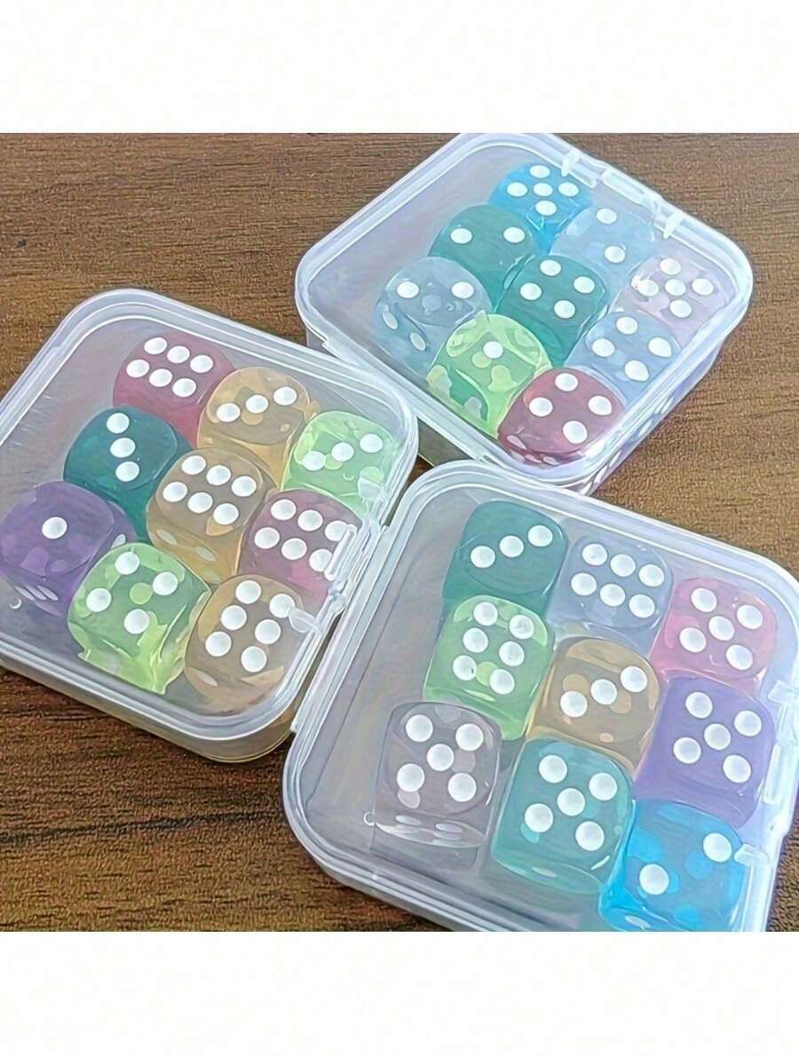 9pcs/Set Bright Polyhedral Game Dice Kit, Multi‑Color Game Dice With Transparent Portable Storage Box, Practical Supplies For Tabletop Party Games And Mathematical Teaching Games,Teacher Supplies,Classroom Must Haves