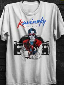 Kavinsky-tröja, Vincent Belorgey-inspirerad t-shirt, retro Electropop-grafisk t-shirt, present till musikälskare, vintage Y2K streetwear - Vitt - Visa 1
