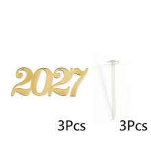1pc/3pcs/9pcs Gold Hello 2027 Acrylic Cake Toppers, New Year Christmas Party Cake Decorations - Multicolor - View 12