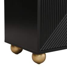 Sideboard With Four Shaped Doors, Adjustable Internal Shelves, Metal Handles And Spherical Legs.[ ], 120 X 35 X 71.5 Cm - Black - View 11
