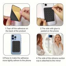 4pcs Silicone Phone Holder, Double-Sided Suction Cup Phone Holder, Silicone Suction Cup, Non-Slip Phone Holder, Suitable For All Phone Models, Transparent, Suitable For IPhone And Android Phones, Birthday Gift, Suitable For Family And Friends Phone Holder, Phone Accessories - Clear - View 5