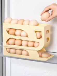 Sliding Egg Storage Box, Refrigerator Egg Organizer, Large Capacity Egg Dispenser Rack, Space-Saving Kitchen Storage Container, Cabinet Countertop Home Storage Accessory, Ideal Gift For Family And Friends - Multicolor - View 3