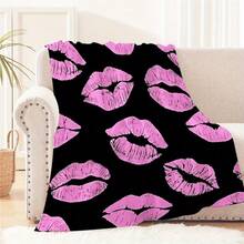 Pink Lips Pattern Throw Blanket Contemporary Chic Designer Fleece Blanket – Premium Artistic Style - Multicolor - View 3