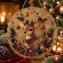 1pc New Christmas 5D Diamond Painting Frame Pendant Christmas Atmosphere Decoration --With Pendant--Multiple Styles To Choose From - Multicolor - View 4