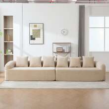 Sectional Sofa Khaki 6 Seat Made Of Chenille For Living Room And Lounge - Khaki 6 Seat - View 4