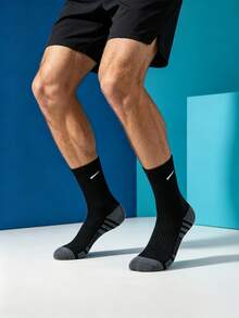 1/5/10/20 Pairs Men's Mid-Calf Socks, Grey Base Striped Design, Sports Anti-Slip Shock-Absorbing Running Socks, Basketball Socks - Multicolor - View 3