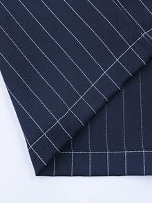 Men's Blue Casual Outdoor Minimalist Striped Shirt And Shorts Fashion Set - Black - View 7