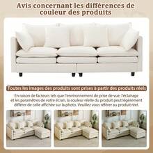 Chaise Lounge Beige Made Of Chenille For Living Room And Relaxation Area - 米色三座 - 查看 9