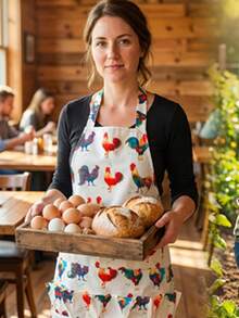 1pc 12-Pocket Universal Egg Collection Apron, Adjustable Rooster Print Egg Storage Bag, Suitable For Chicken, Duck, Quail Egg Gathering, Durable Farm Kitchen Garden Apron, Fit For Egg Collection, Vegetable Harvesting And Cooking, Suitable For All Body Types - 004 - View 5