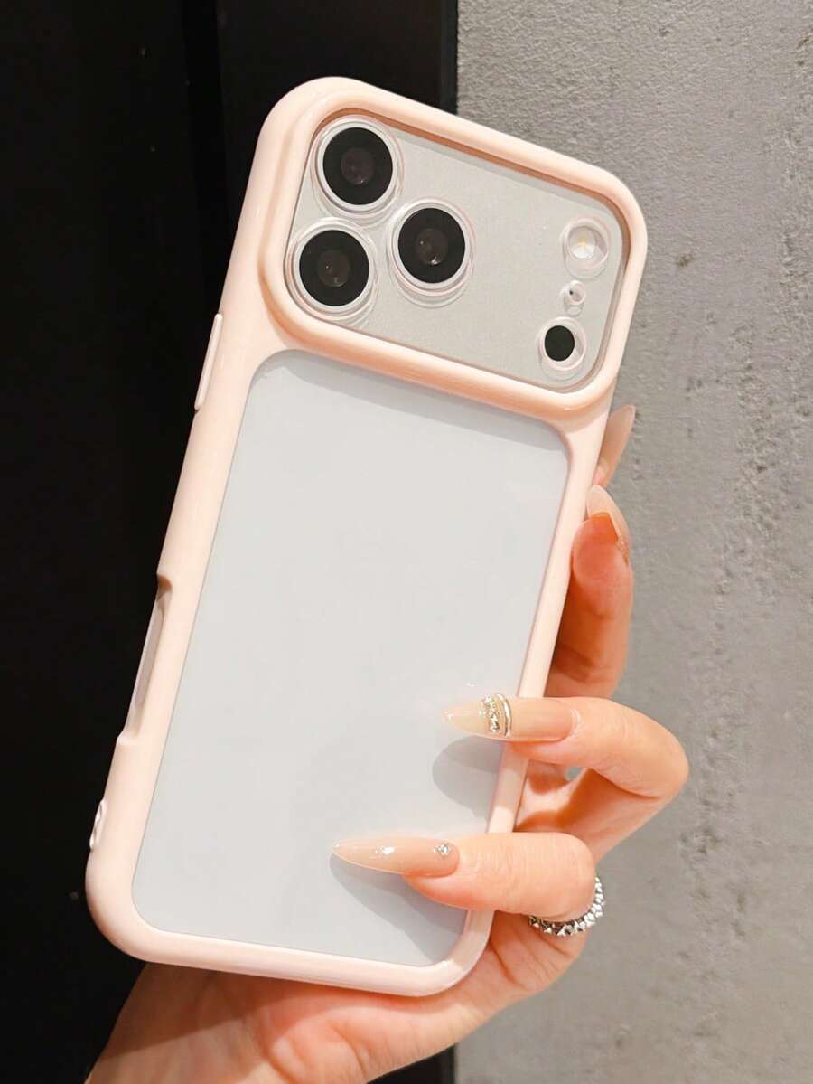 1pc Minimalist Cute Contrast Color Soft Edge Shockproof Phone Case, Dual-Color Injection Molded Transparent Acrylic Material, Raised Lens Anti-Drop/Anti-Scratch Camera Protection, Compatible With IPhone 17 Pro Max/13/13 Pro/13 Pro Max/14/14 Pro/14 Pro Max/14 Plus/12/15 Pro/15 Pro Max/16/16 Pro Max/16 Pro/16 Plus/17/Air/ 11/ 18 Pro Max/18 Pro, Cute Apple Smartphone Protective Shell, Perfect For Girls