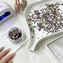 1pc Slanted Edge Nail Art Glitter & Rhinestone Decor Storage Tray, Large Capacity Nail Sticker & Nail Polish Bottle Organizer, Practical Nail Art Material Compartment Tray - Multicolor - View 3