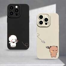 Phone Case: Sweet Bubu Pattern UV Printing Angel Eyes Soft Phone Case Phone Shell Matte Phone Cover 360 Degree Full Protection For IPhone 11 12 13 14 Pro Max 15 XR X/ XS 7 8 Plus SE  For Smartphone - 黑色 - 查看 6