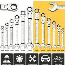 10 Mm Double Open‑End Wrench Constructed From ‑Vanadium Steel With 180° Rotatable Function. Suitable For Auto Repair, Home DIY And Mechanical Operations. Works For Motorcycles, Automobiles And Various Mechanical Equipment. - Ratchet Head Wrench - View 8