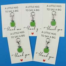 5pcs/10pcs Green Apple Enamel Lobster Clasp Keychain, "A Little Hug To Say A Big Thank You" Paper Card, Fresh Fruit Pocket Hug Gratitude Gift - Multicolor - View 2