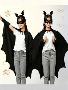 Halloween Bat Wing Cape Mask, Unisex With Hood And Without Hood, Holiday Party, Cosplay, Performance Costume - Multicolor - View 1