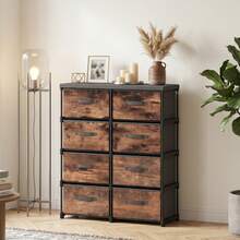 Storage Cabinet, Metal, 84.5 X 30.5 X 100 Cm, For Bathroom, Living Room And Hallway, Rustic Brown - Brown - View 9
