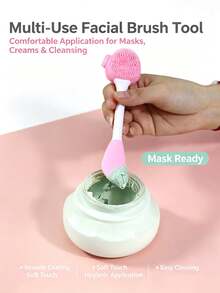 Sikat Pembersih Wajah Silikon Dua Ujung & Aplikator Masker Baru, Spatula Masker Lumpur Penghapus Makeup 2-in-1, Alat Kecantikan Perawatan Kulit - MultiWarna - View 2