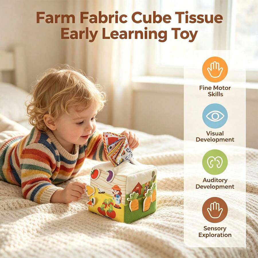 Infant Tissue Box Toy, Color Recognition, Shape Cognition, Parent-Child Interaction, Develop Hand-Eye Coordination, Perfect Gift For Baby - Multicolor - View 1
