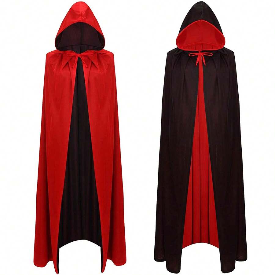 Jubah Berkerudung Vampir Bolak-balik Jubah Penyihir Kostum Halloween | Unisex | Dua Lapisan Bolak-balik | Topeng | Kostum Cosplay | Retro Renaissance Abad Pertengahan | Mudah Dipakai - MultiWarna - View 1