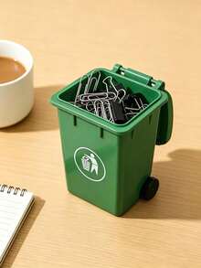 Green Mini Desktop Trash Can Office Storage Basket Paper Clips And Small Desk Accessories - Upgraded Version - View 2