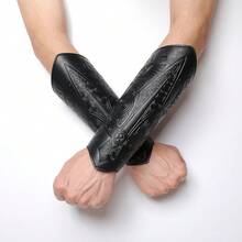 Vintage Medieval Embossed Wrist Guards - Faux Leather, Geometric Pattern, Suitable For Halloween Cosplay And Stage Performance, Knight, Accessory - Multicolor - View 4