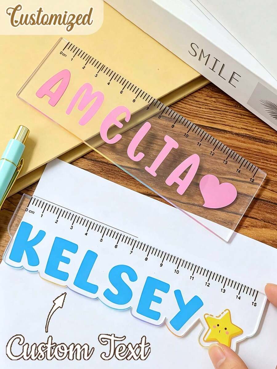 Personalized Custom Name Ruler - Colorful Letter Design, Durable, Lightweight And Fade-Resistant. Suitable For Office, Study And Daily Use. Perfect Gift For Back To School, Graduation, Christmas, Teacher's Day And Birthday. Loved By Teachers And Learners - Multicolor - View 1