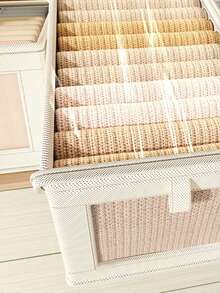 Collapsible Storage Basket | Fabric Wardrobe Organizer With Clear Window | Large-Capacity Dustproof Home Storage Box – Beige (For Holiday Decor, Room/Bedroom Storage, Dresses, Winter Clothes) – Lid Not Included - Multicolor - View 4