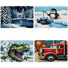 Latch Hook Kit For Adults & Beginners. Includes Mesh Base, Thread & Hook. Cold Winter Series. Great For Cross Stitch & Sofa Decor. Perfect Holiday Gift. Home, Garden Or Office. 39x57cm/15.3x22.44in. - Cold Winter Series - View 2