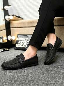 Men's Loafers New Casual Shoes Versatile Soft Sole Driving Loafers Slip-On Fisherman Shoes Slouchy Shoes British Style Boat Shoes Flat Canvas Shoes Men's Shoes Black Dress Shoes Flat Shoes (Runs Small And Narrow, Order 2 Sizes Up) - Black - View 4