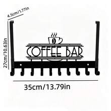 American Style COFFEE BAR Coffee Sign Door Back Hook, No-Drill Iron Door Back Rack, Cafe Restaurant Storage For Cups And Aprons, Home Kitchen Door Coat, Hat, Towel, Key Creative Decorative Storage Hook, Thanksgiving, Holiday, Perfect Gift Choice - View 2