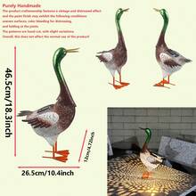 1pc Outdoor Solar Statue Light, Garden Decor, 3D Cute Duck Statue Light, Creative Design Iron Material, Beautiful Rust-Proof Durable, Backyard, Bistro, Cafe Style, Camping Light Yard/Lawn Ornament, Suitable For Patio, Lawn, All Seasons - 3D Duck Statue Lamp - View 12