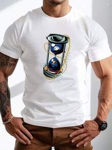 Men's Pure Cotton Short-Sleeve T-Shirt Casual Summer Daily Wear Breathable Regular Fit Comfortable Basic Top - 白色 - 查看 6