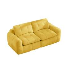2 Seat Modular Sofa Yellow Chenille – Easy Assembly For Living Room And Lounge - 黃色雙座 - 查看 5