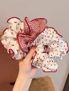 5pcs Red Cute Polka Dot Plaid Bow Headbands, Perfect For Girls' Daily And Commute Hairstyles! It's A Fashionable Large Headband That Will Surely Be Loved By Everyone! - Multicolor - View 2