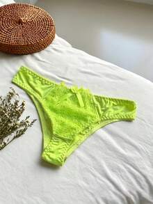 5pcs Sexy Lace Solid Color Triangle Panties, Bow Design, Comfortable Low Waist Underwear Set - Multicolor - View 4