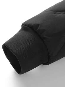 Men's Winter Casual Versatile Thermal Lined Thick Hooded Lamb Wool Lining Padded Coat - Black - View 7
