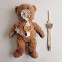 1 pieza Cadena para chupete de bebé anti-caída con diseño de oso lindo, mordedor para bebé, clip anti-caída, correa de tela de encaje, cuerda anti-pérdida - Multicolor - Ver 3