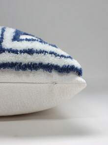 1pc Blue & White Tufted Geometric Throw Pillow Cover 18*18 Inches, 3D Textured Decorative Cushion Case, Abstract Bohemian Style Sofa Pillow Cover, Suitable For Living Room, Bedroom, Sofa And Coastal Home Decor - Blue and White - View 2