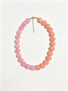 1pc European And American Bohemian Round Geometric Cloud Multicolor Beaded Necklace, Stainless Steel 18K Gold Lobster Clasp, Gift & Daily Wear - Handmade Resin Beaded Stainless Steel Necklace - View 48